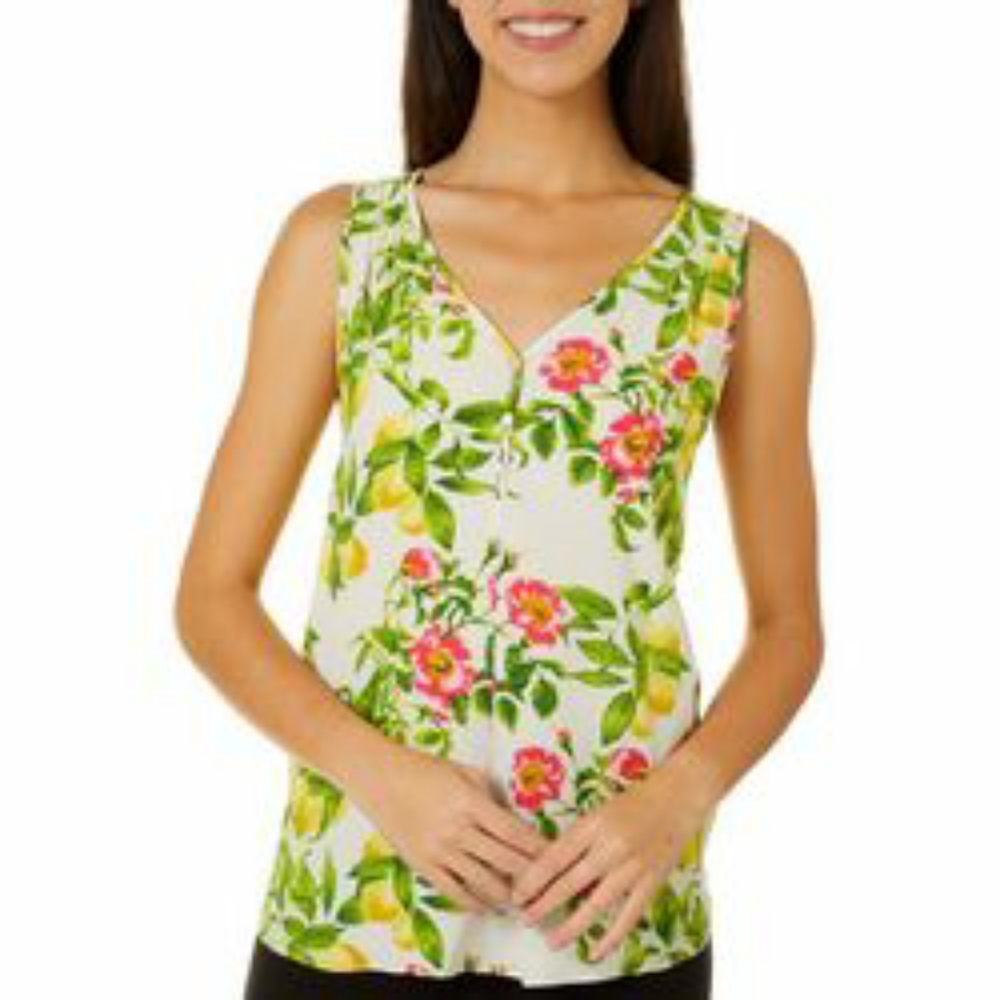 Palm Leaf Print Sleeveless Top  NEW